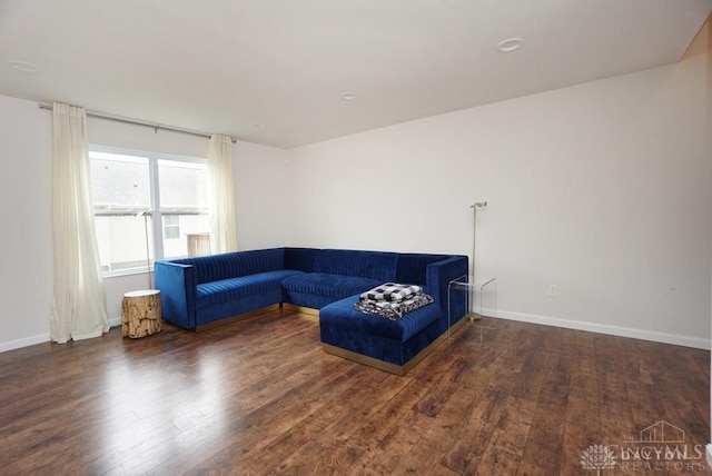 living room featuring dark hardwood / wood-style floors