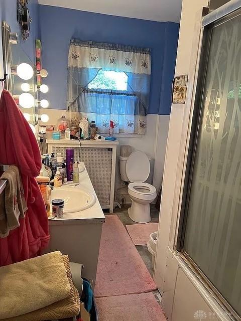 bathroom with vanity and toilet