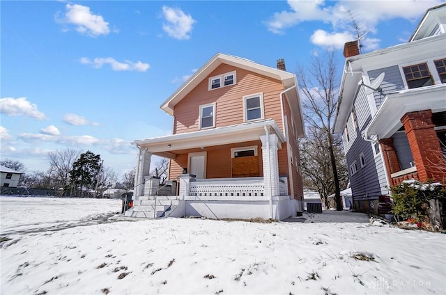 front facade with a porch