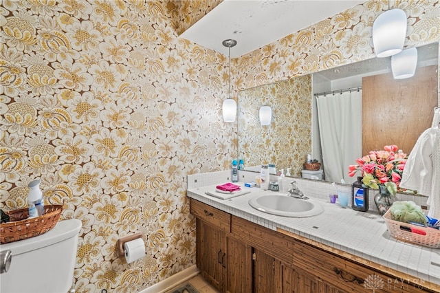 bathroom with toilet and vanity