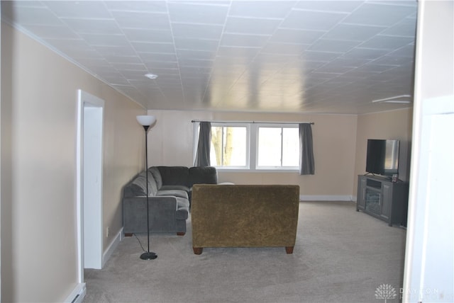 living room with light colored carpet