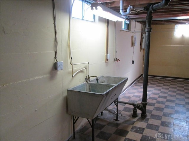 basement with sink