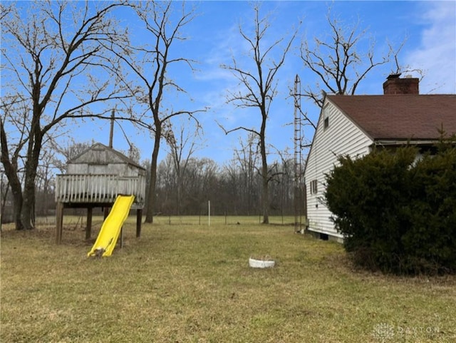 view of yard with a playground