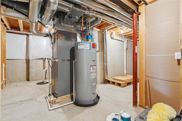 utility room featuring water heater