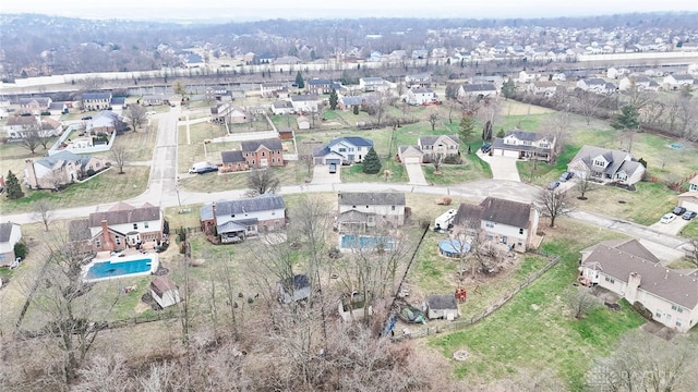 birds eye view of property with a residential view