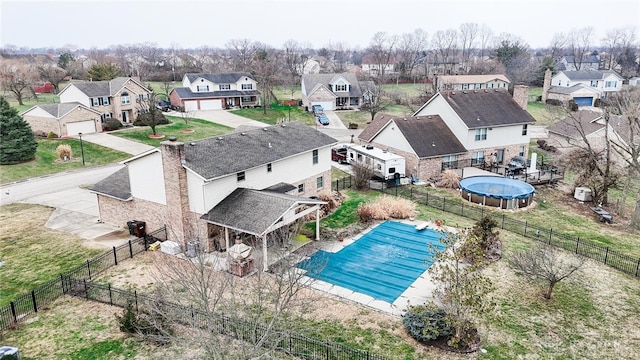 bird's eye view with a residential view