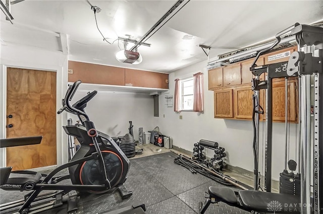 exercise area with a garage