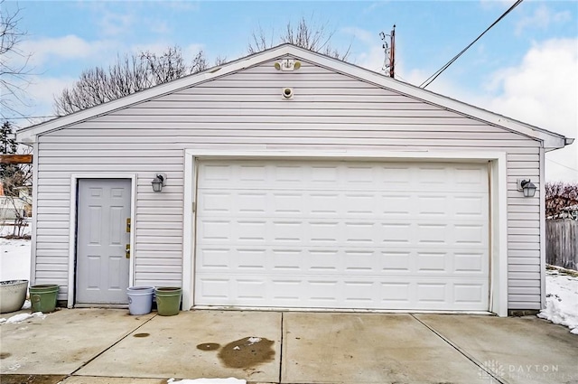 view of detached garage