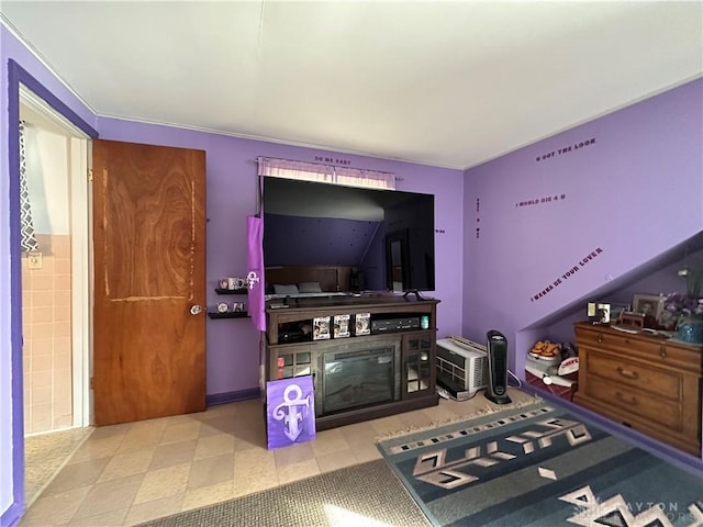 living area with light tile patterned floors