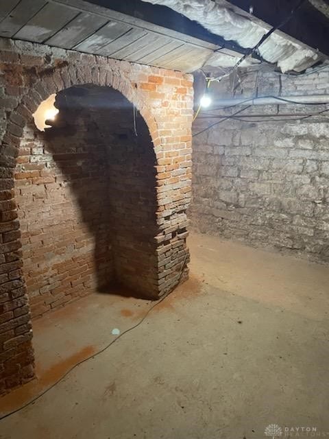 view of unfinished basement