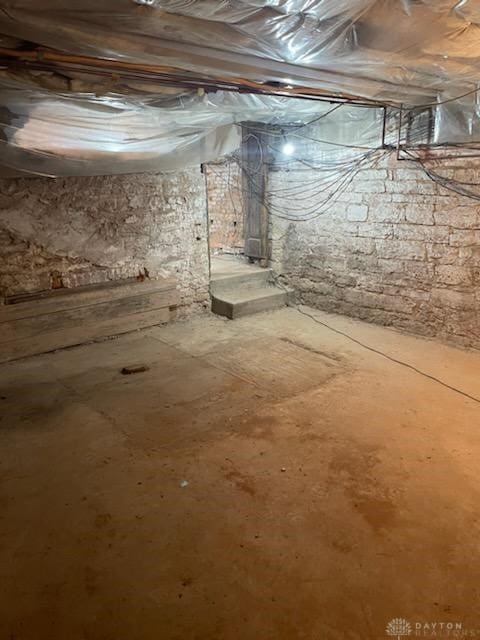 view of unfinished basement