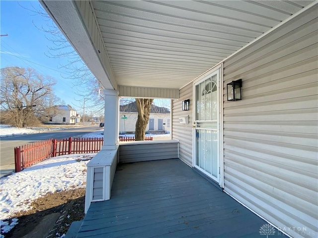 deck featuring a porch