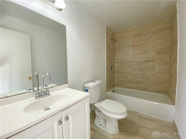 full bathroom featuring shower / tub combination, vanity, and toilet