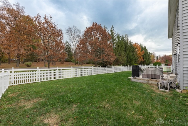 view of yard featuring a fenced backyard