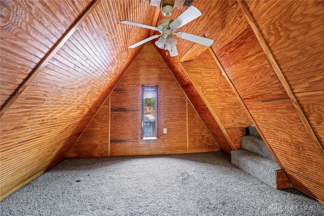 310 E Maple Ave, Miamisburg, OH 45342 - bonus room with vaulted ceiling, carpet floors, a ceiling fan, and wooden ceiling