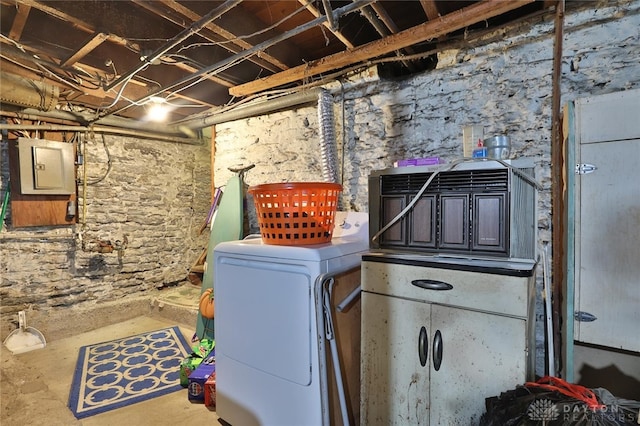 laundry room with laundry area, washer / dryer, and electric panel