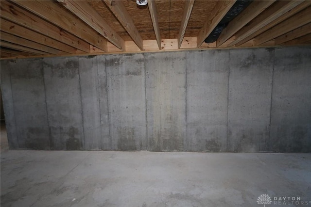 view of unfinished basement