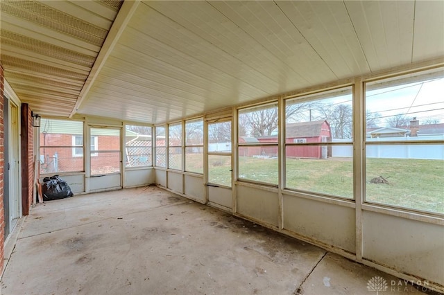 view of unfurnished sunroom