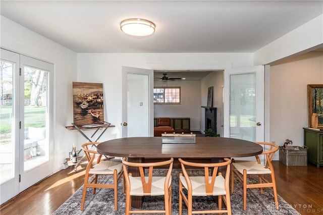 dining room with dark wood-style floors