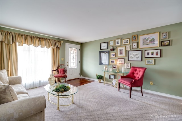 living area with baseboards