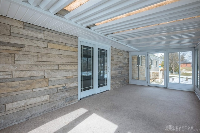 view of unfurnished sunroom