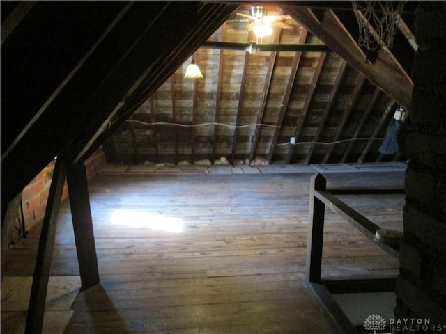 view of unfinished attic