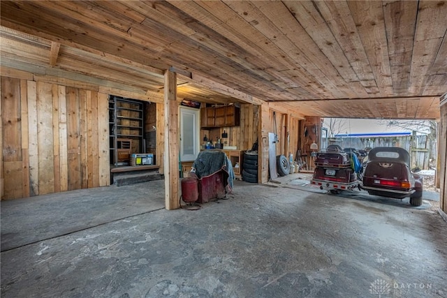 interior space featuring wood ceiling