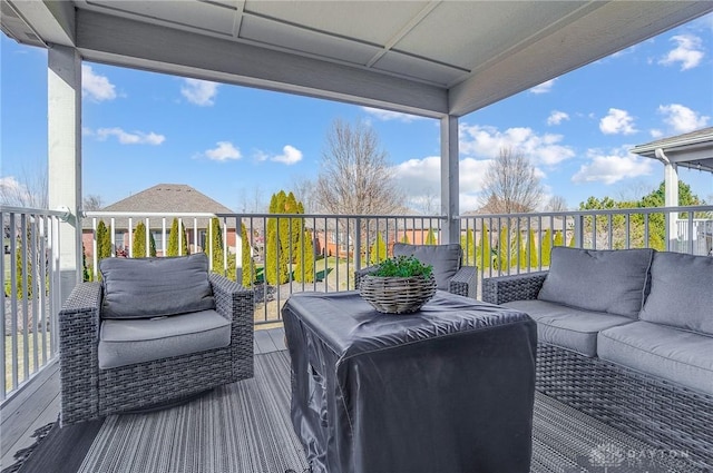 deck with an outdoor living space