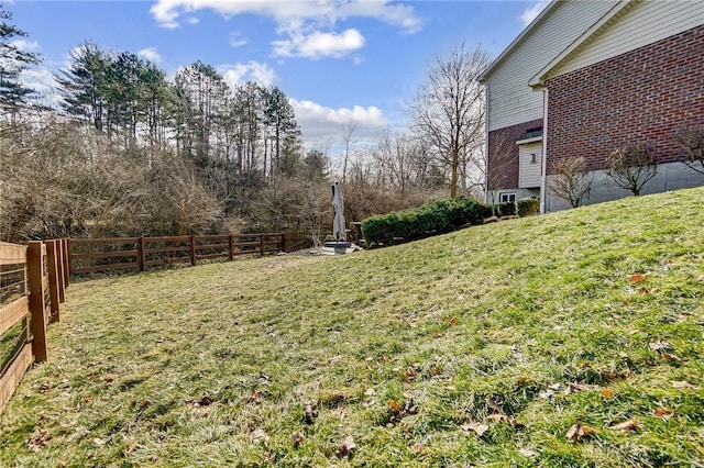 view of yard featuring a fenced backyard