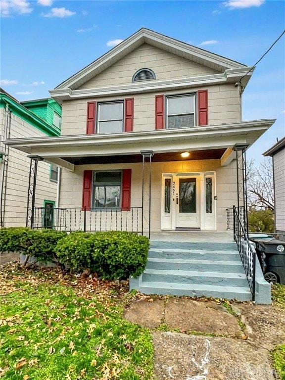 view of front of property with a porch