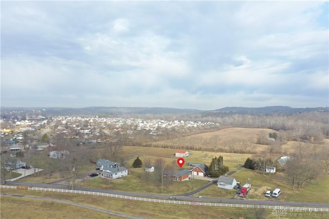 aerial view with a rural view