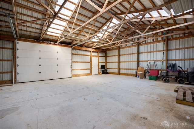 garage with metal wall