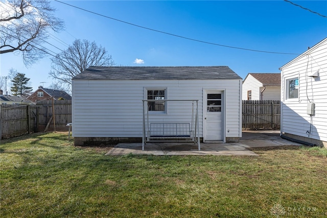 view of outbuilding featuring an outbuilding and a fenced backyard