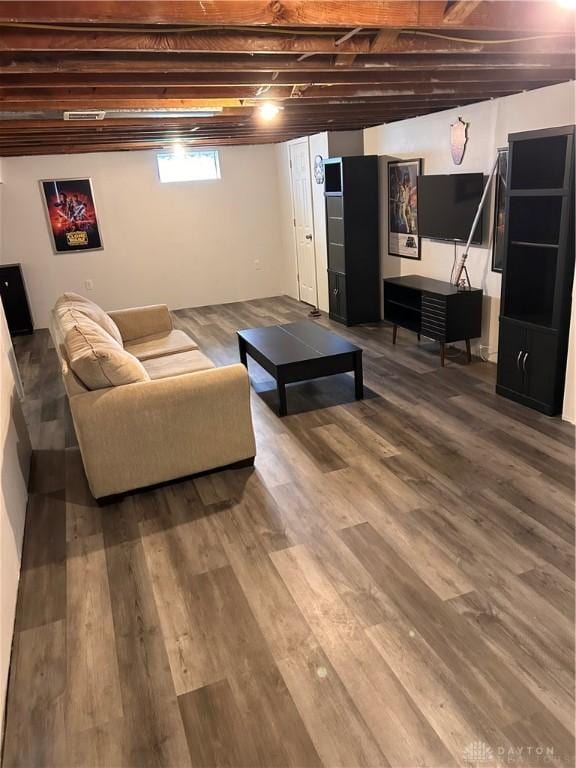 living room with wood finished floors