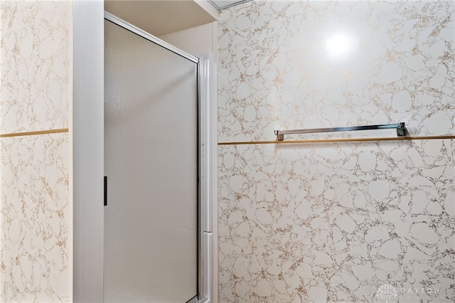 bathroom featuring a stall shower