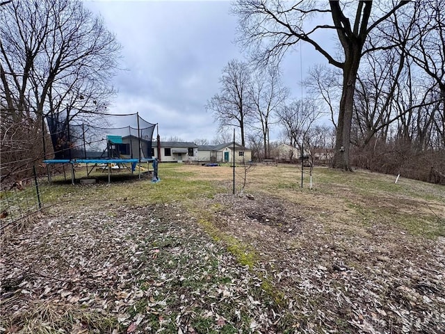 view of yard featuring a trampoline