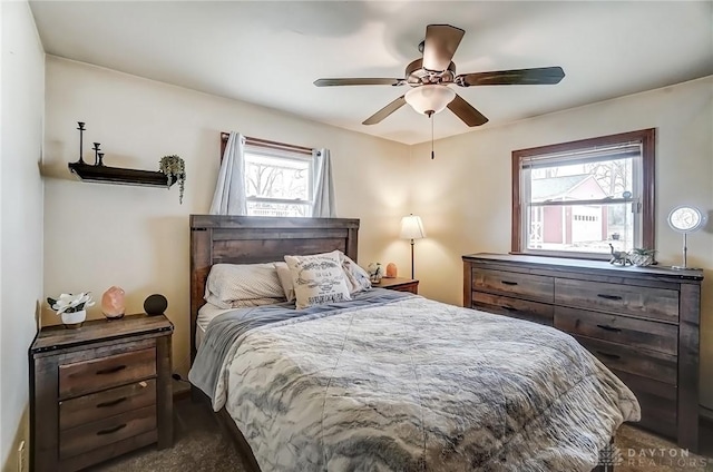 bedroom featuring ceiling fan