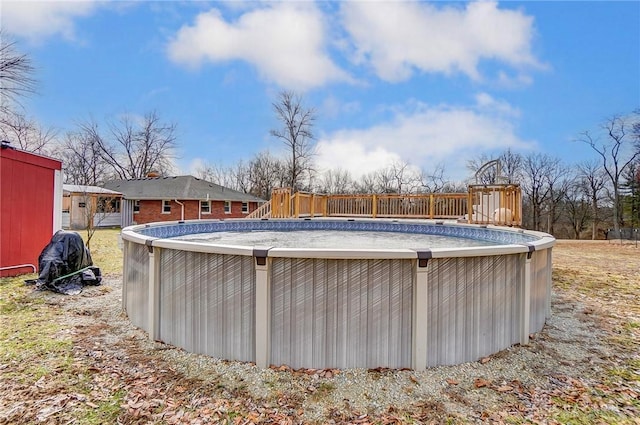 view of pool featuring a fenced in pool