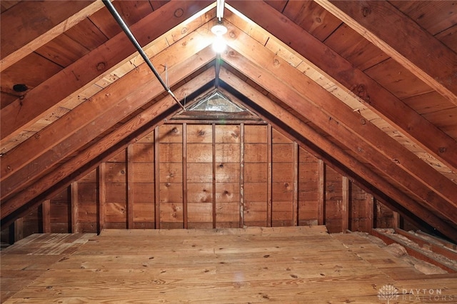 view of unfinished attic