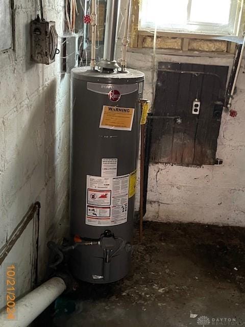 utility room with water heater