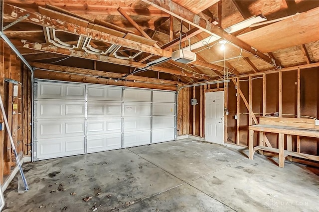 garage with a garage door opener