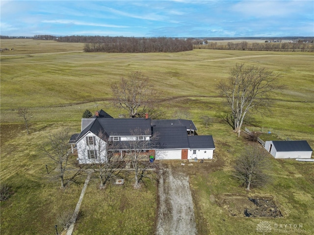 drone / aerial view with a rural view