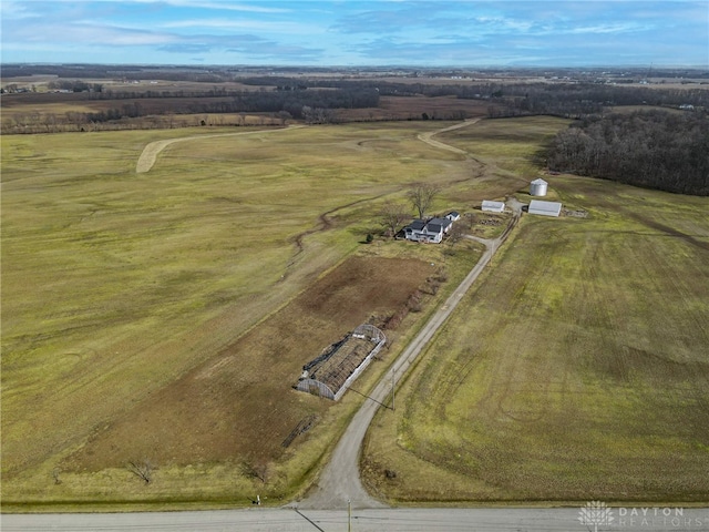 aerial view with a rural view