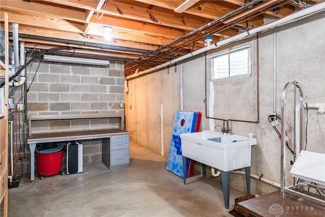 below grade area featuring a sink