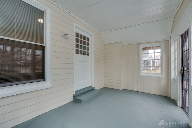 view of unfurnished sunroom