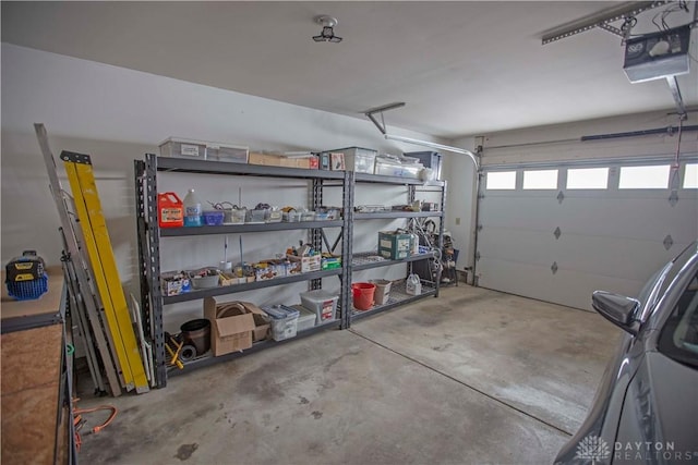 garage with a garage door opener