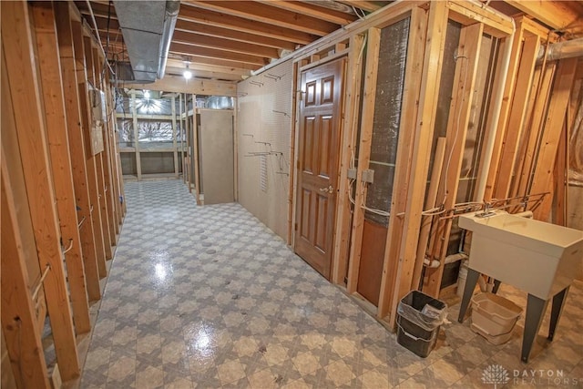 unfinished below grade area with tile patterned floors