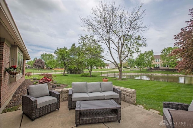 1250 Yankee Woods Dr, Washington Twp, OH 45458 - view of patio / terrace with a water view and an outdoor living space