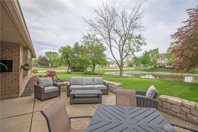 1250 Yankee Woods Dr, Washington Twp, OH 45458 - view of patio / terrace with a water view and an outdoor hangout area