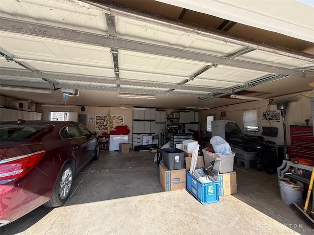 garage with a garage door opener